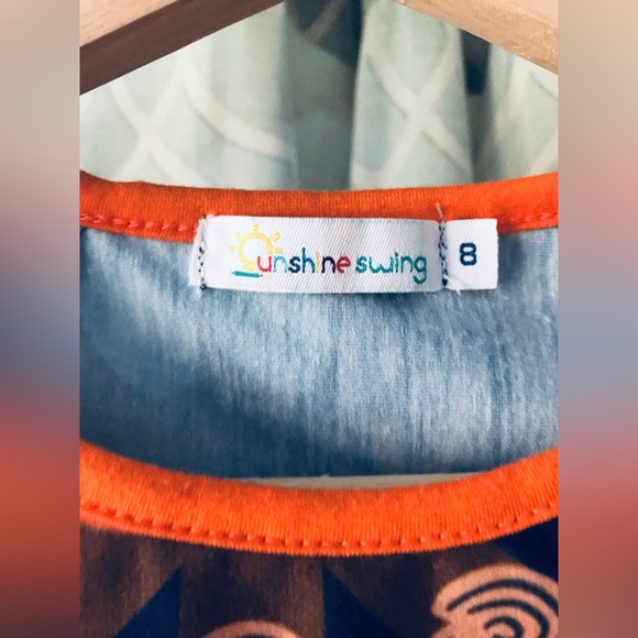 Sunshine Swing dress fall camping theme dress with bunnies, foxes, hedgehog - Picture 3 of 4